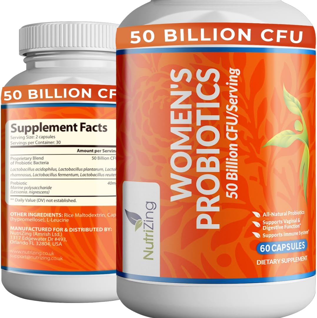 Women's Probiotic with 50 Billion CFU for Gut & Vaginal Health - Prebiotics & Probiotics for Digestive Balance & pH - L. Reuteri & Rhamnosus Supplements