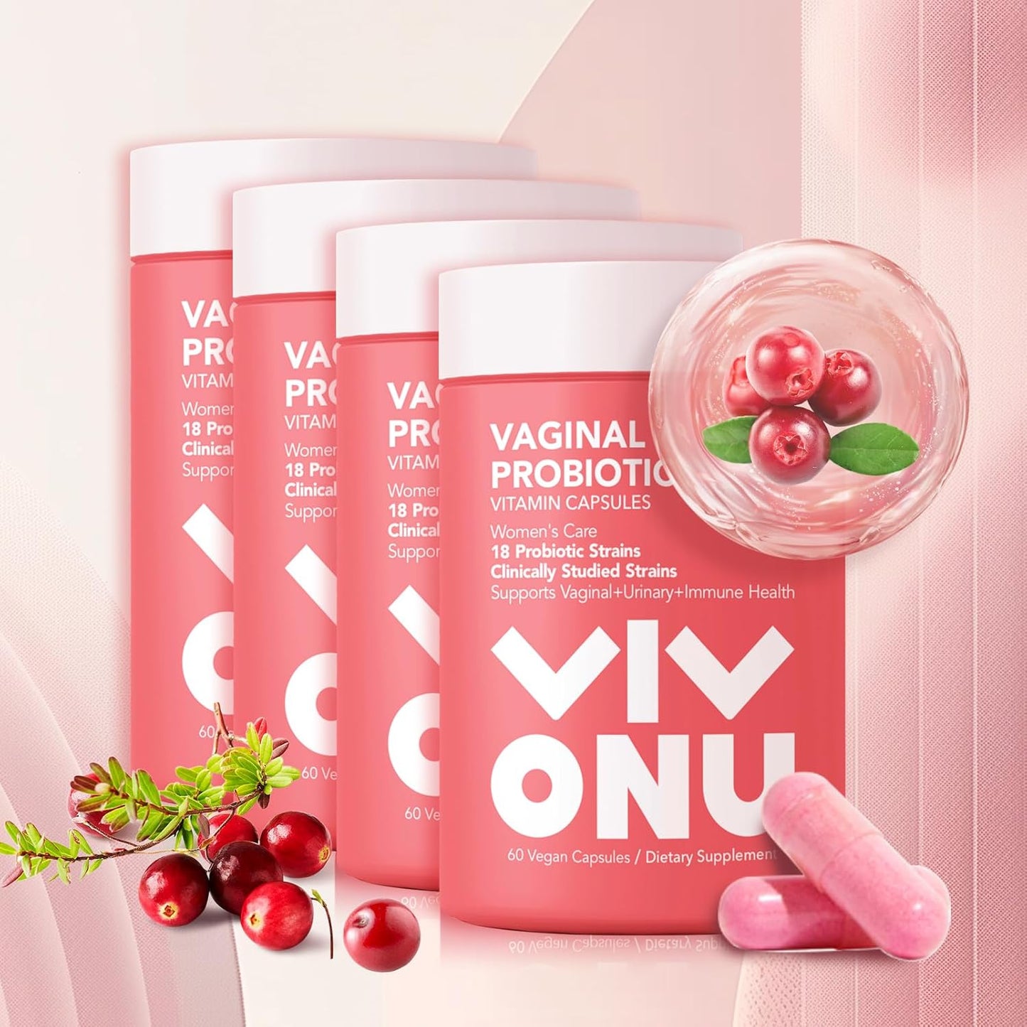 Women's Probiotic with Prebiotics, Lactobacillus, 60B CFUs, 18 Strains - Supports Women's Health, Immune System, Digestive Health, Gut Balance, Vaginal Health - Promotes Healthy Vaginal Flora & Odor