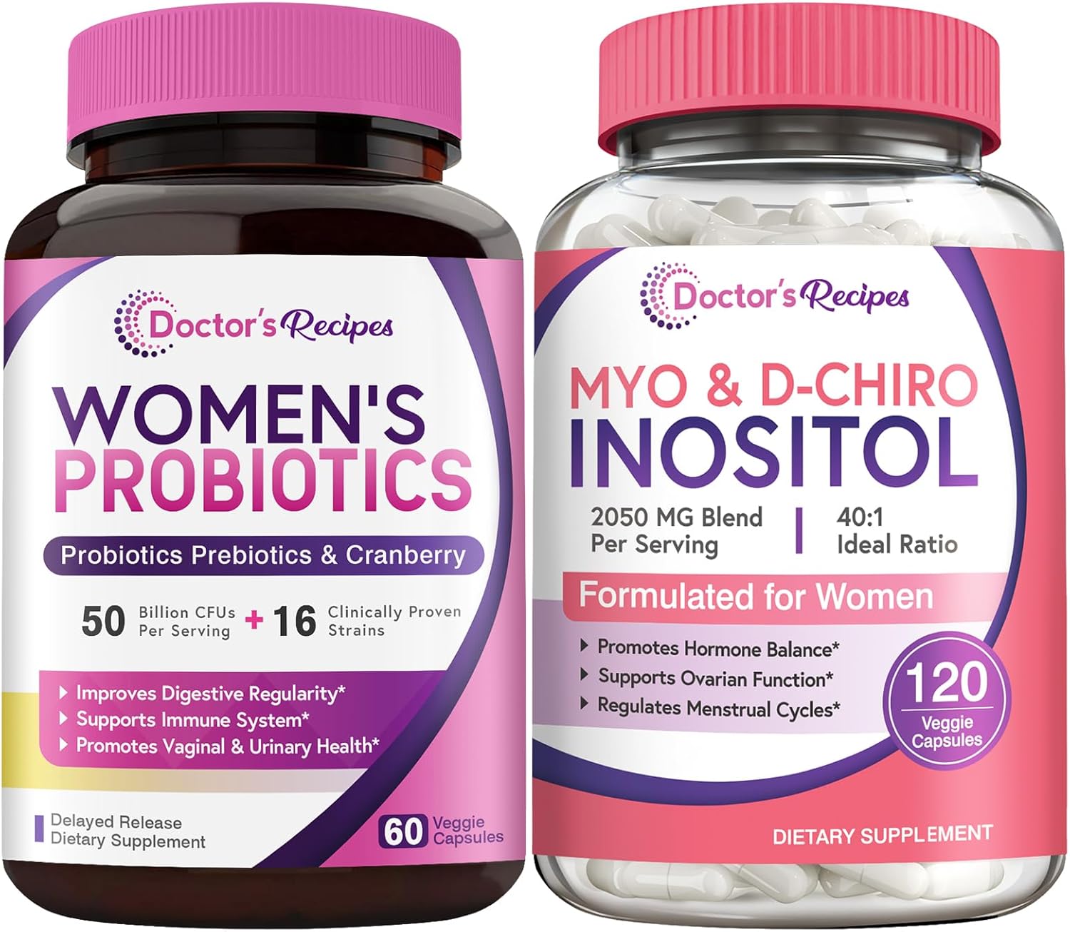 Women’s Probiotics and Inositol Bundle for Gut, Vaginal, Urinary & Reproductive Health by Doctor's Recipes