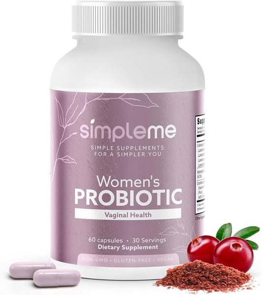 Women's Probiotics with Prebiotics and Cranberry for Vaginal and Gut Health - 60 Capsules for pH Balance, UTI Prevention, and Wellness