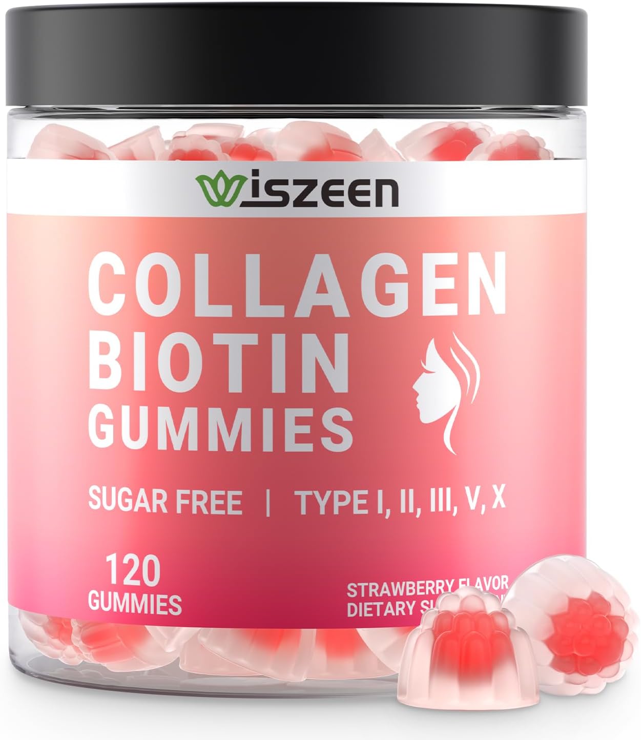 Women's Sugar-Free Collagen Gummies with Biotin, Vitamins, and Hydrolyzed Peptides for Hair, Skin, Nails, Joints, and Immunity