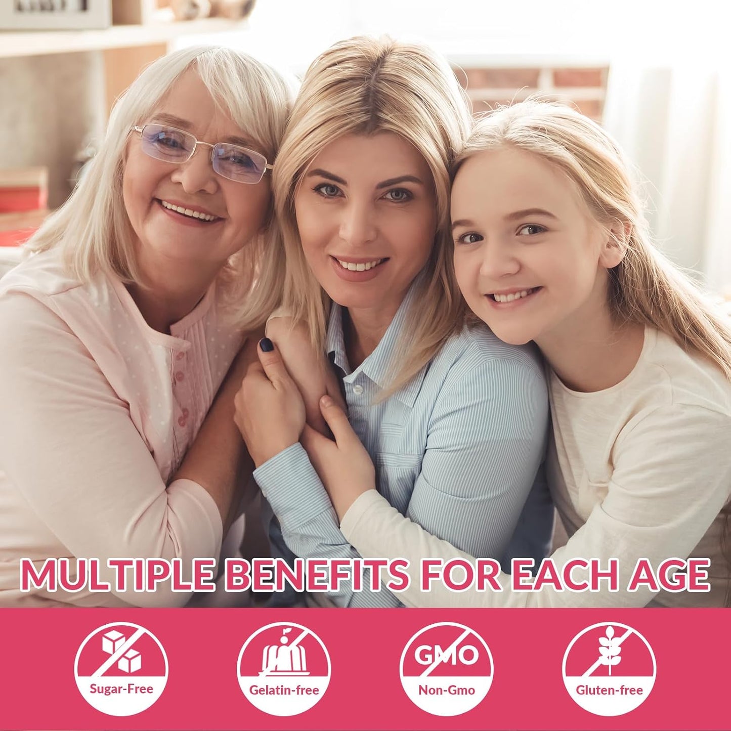 Women's Sugar-Free Hair, Skin, and Nails Vitamins with Biotin, Hyaluronic Acid, Collagen, and Vitamins E&C for Growth and Radiance. - BoostGo Australia