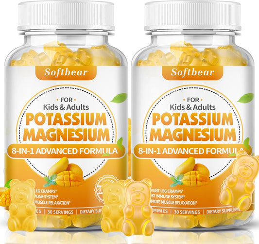 Women's Sugar-Free Potassium Magnesium Gummies with Calcium Support Muscle Health - Mango Flavor - 120 Count