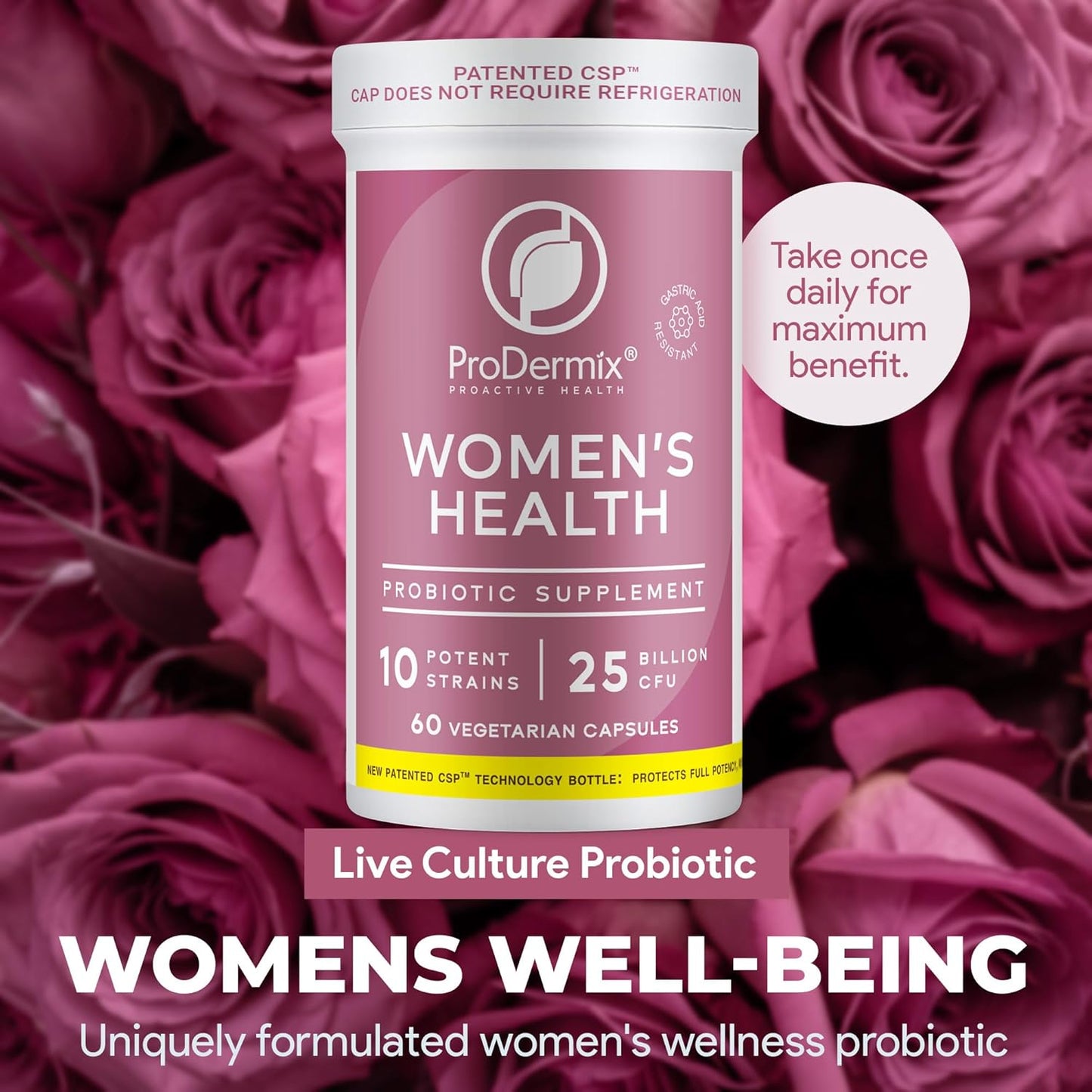 Women's Vaginal Probiotic Supplement with 25 Billion CFU - Promotes PH Balance and UT Health - Kosher - 60 Capsules