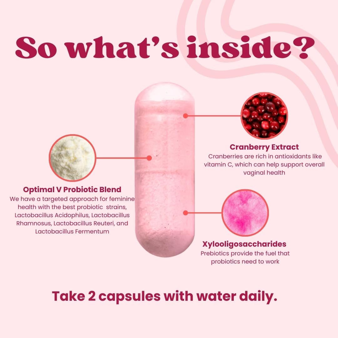 Women's Vaginal Probiotic Supplement with Prebiotics, Cranberry Extract, Lactobacillus Blend - Promotes Vaginal Health, pH Balance - 60 Capsules - BoostGo Australia