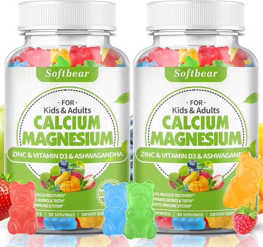 Women's Vegan Calcium Magnesium Zinc Gummies with Vitamin D3 - 600mg Calcium for Bone Strength - Mixed Fruit Flavor - 120 Chewables