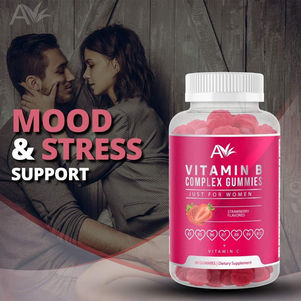 Women's Vegan Vitamin B Complex Gummies with B12, Biotin, Niacin, Pantothenic Acid, Folate - Energy & Immune Support (1 Pack)