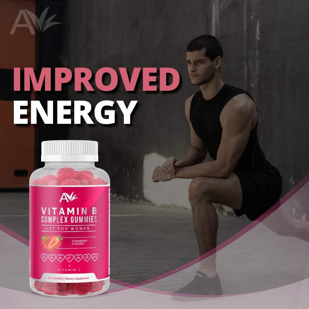 Women's Vegan Vitamin B Complex Gummies with B12, Biotin, Niacin, Pantothenic Acid, Folate - Energy & Immune Support (1 Pack)