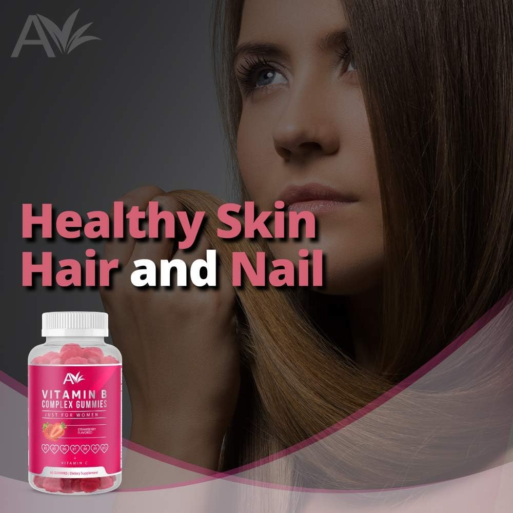 Women's Vegan Vitamin B Complex Gummies with B12, Biotin, Niacin, Pantothenic Acid, Folate - Energy & Immune Support (1 Pack)