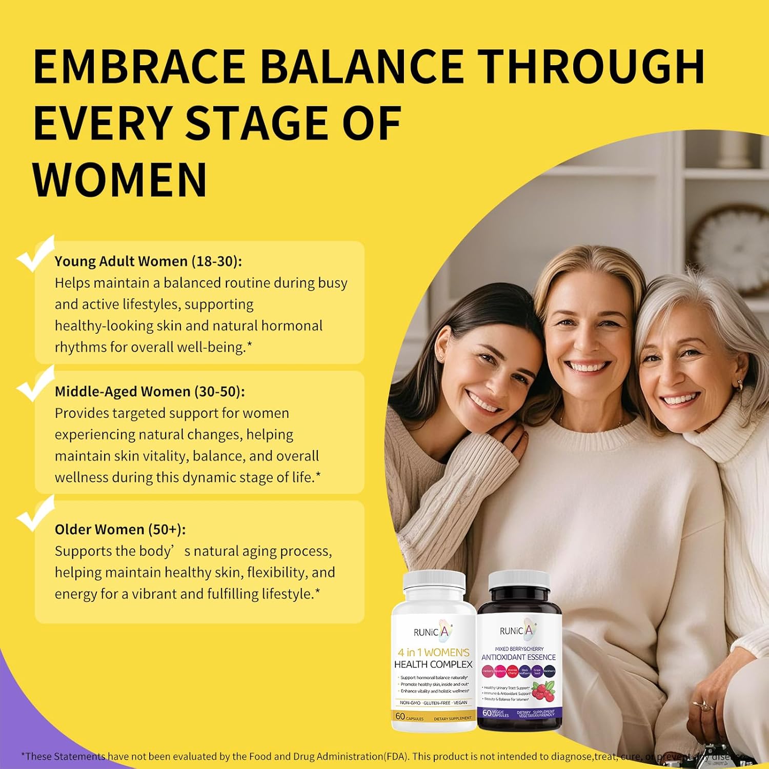 Women's Wellness Bundle: 4-in-1 Health Complex & Antioxidant Supplement for Hormonal Balance, Skin Health, Immune Support - Vegan, Non-GMO, USA-Made