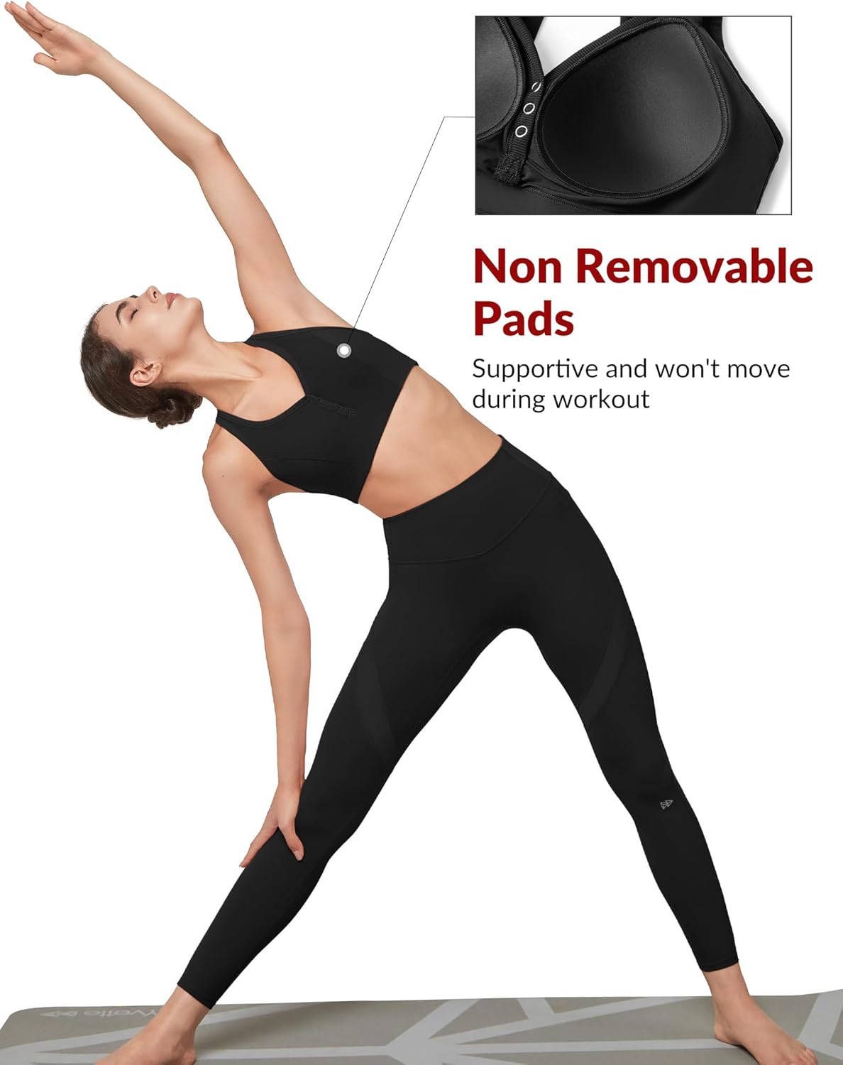 Women's Yvette Yoga Sports Bra - Light Support, Cute, Soft, Wireless, Padded Crop Tank Top
