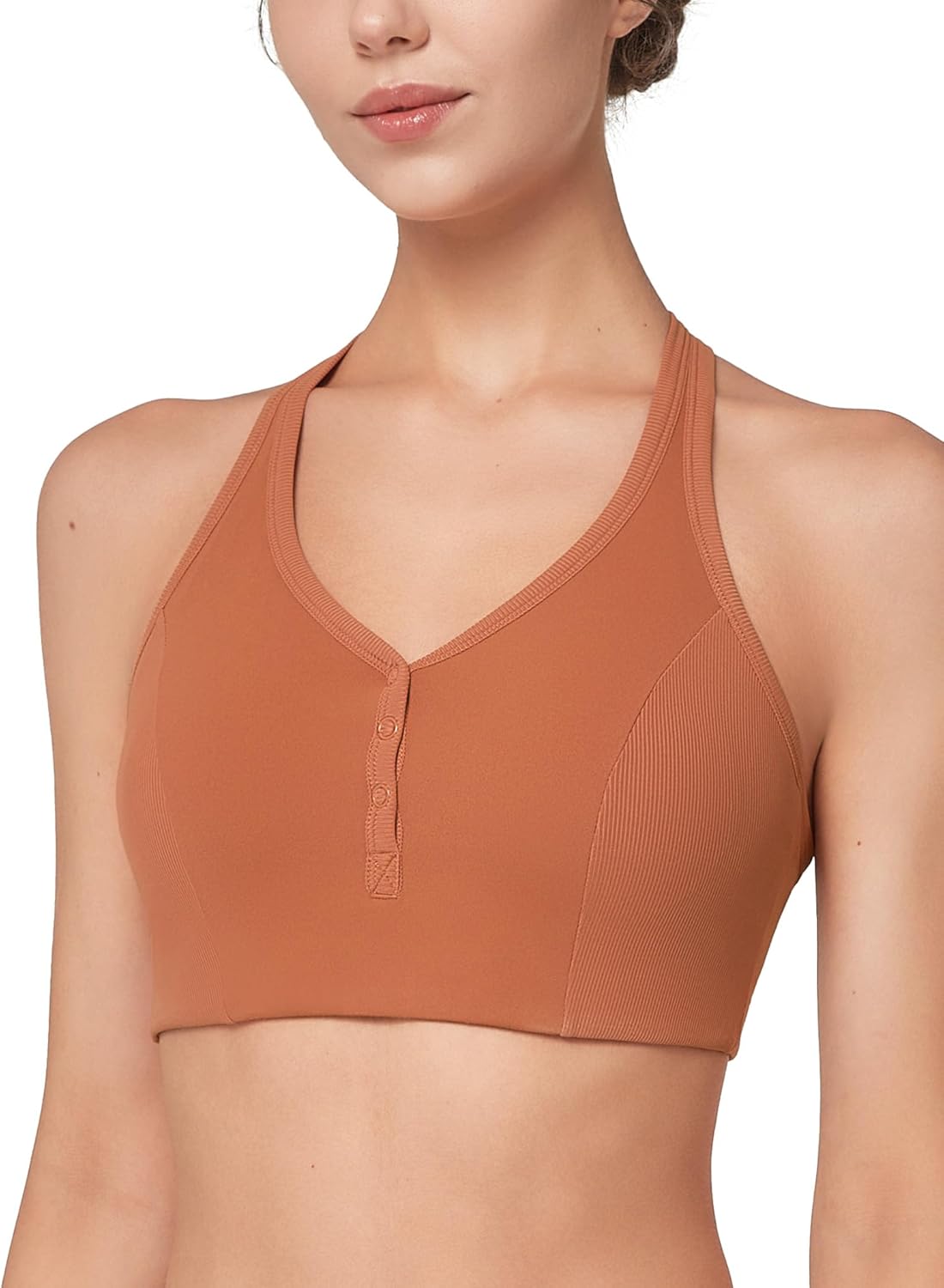 Women's Yvette Yoga Sports Bra - Light Support, Wireless, Padded, Cute Crop Tank Top - Soft and Comfortable