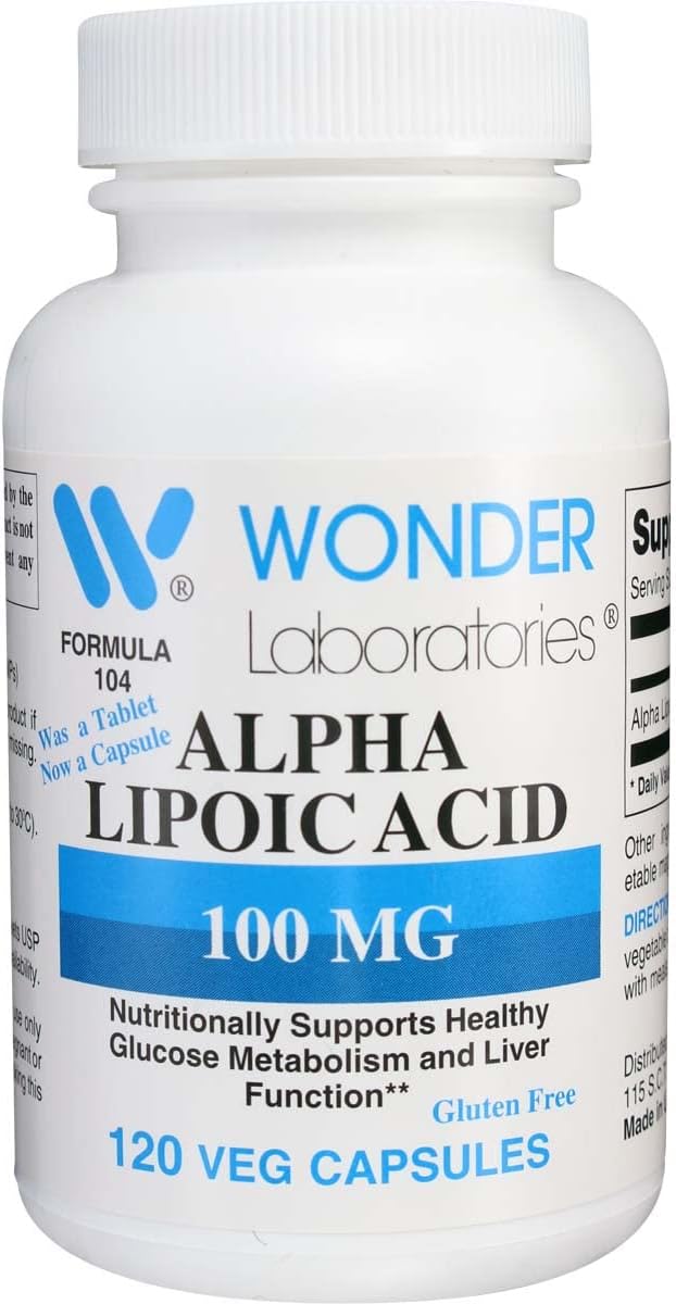Wonder Labs Alpha Lipoic Acid 100 mg - 120 Vegetarian Capsules for Antioxidant Support