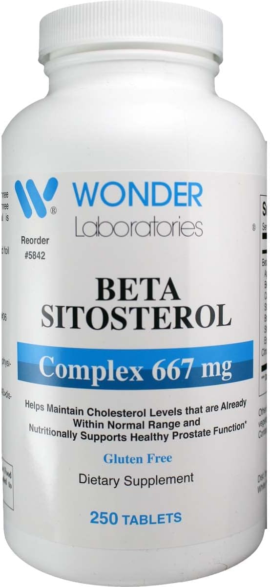Wonder Labs Beta Sitosterol Complex 667mg - 250 Tablets to Support Healthy Cholesterol and Prostate Health