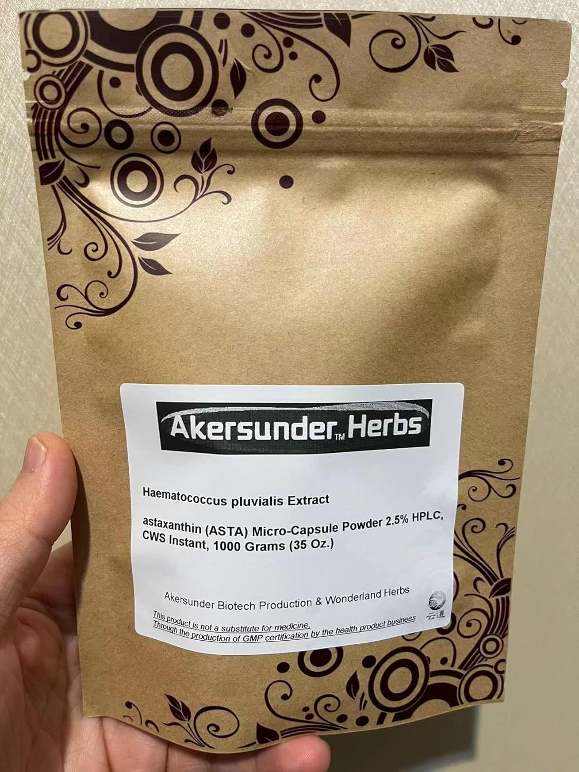 WonderLand Herbs Astaxanthin Micro-Capsule Powder 2.5% HPLC, CWS Instant, 1000g