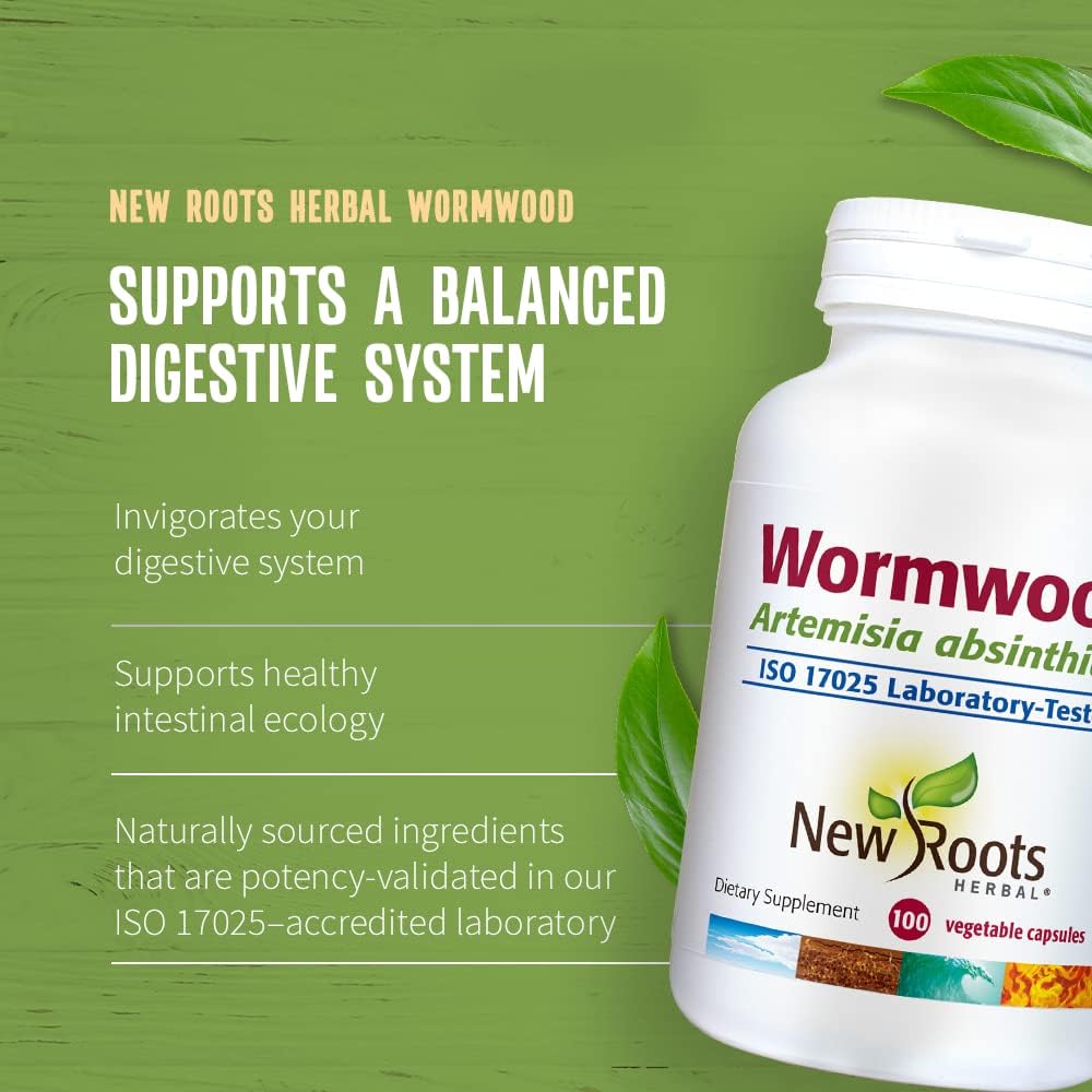 Wormwood Supplement for Appetite, Digestion, and Intestinal Balance - 100 Veg Capsules - Non-GMO & Gluten Free