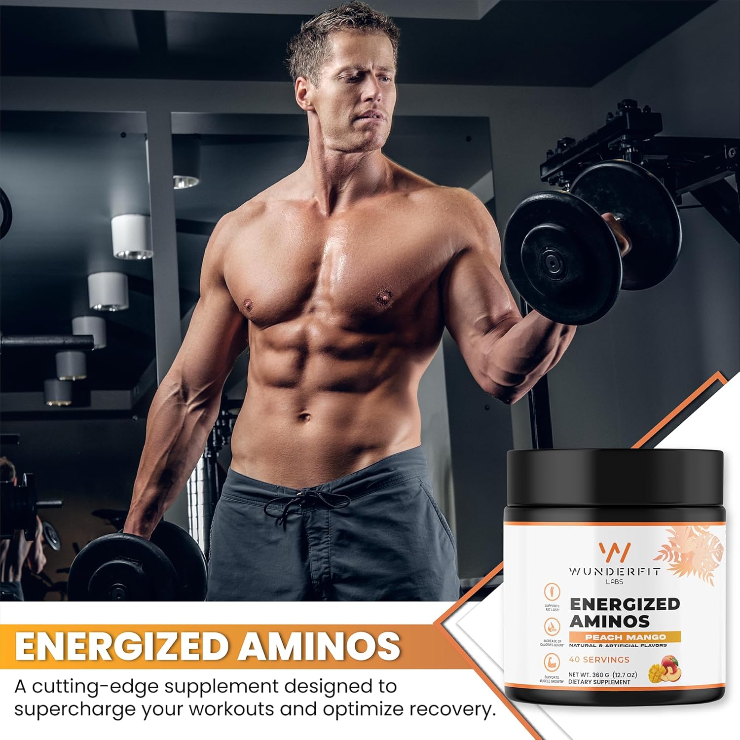 Wunderfit Labs Peach Mango Energized Aminos for Enhanced Performance and Recovery