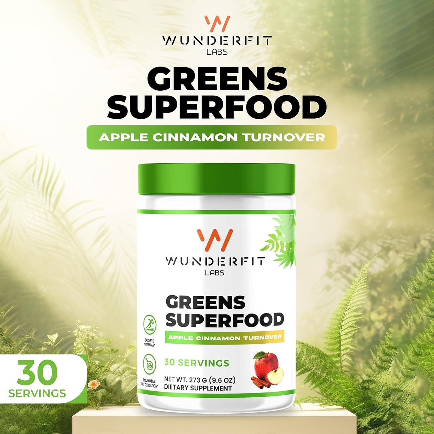 Wunderfit Labs Superfood Greens Powder - Organic Plant-Based Formula for Immune Support & Energy Boost