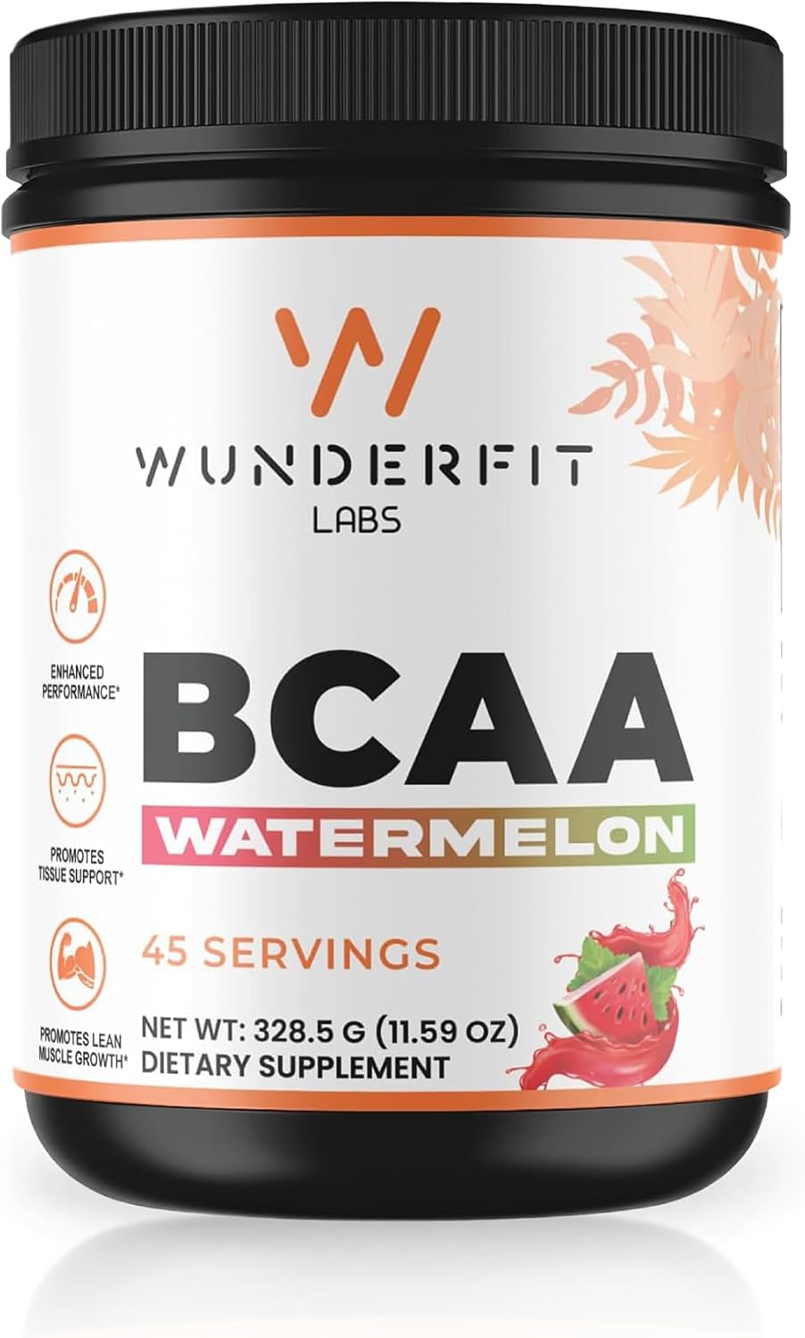 Wunderfit Labs Watermelon BCAA Powder - 45 Servings, High-Quality Amino Acids