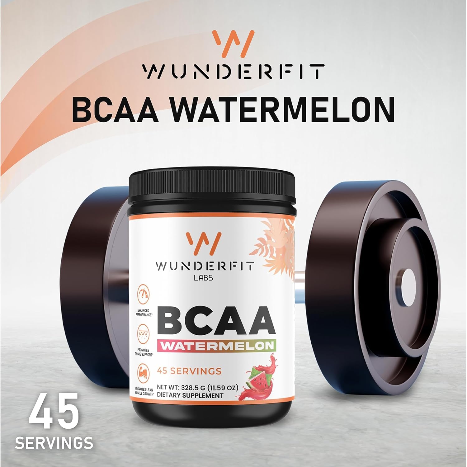 Wunderfit Labs Watermelon BCAA Powder - 45 Servings, High-Quality Amino Acids