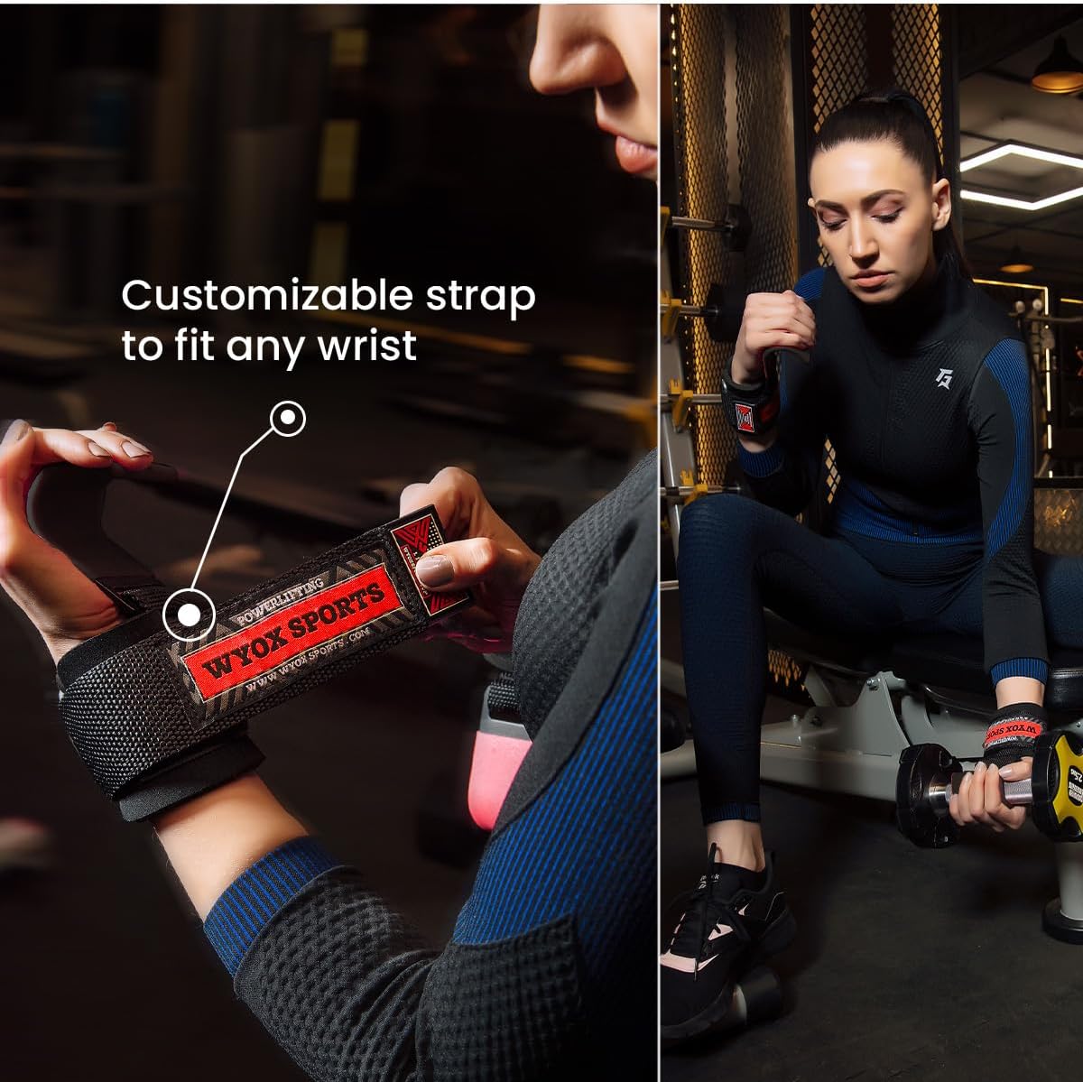 WYOX Weight Lifting Hooks with Thick Wrist Padding - Powerlifting Grips for Men & Women - Deadlift Support Straps for Gym Workouts