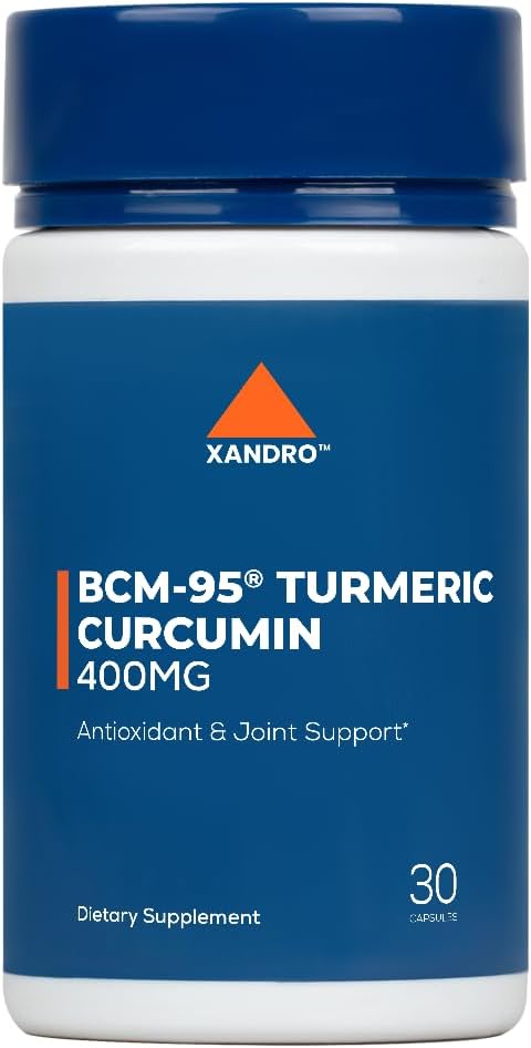 XANDRO BCM-95® Turmeric Curcumin 400 mg Capsules for Antioxidant & Joint Support, 30 Vegan Capsules