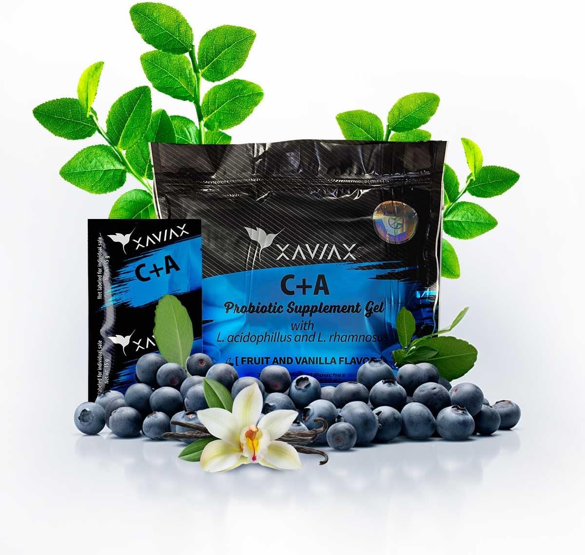 XAVIAX Probiotic Collagen Gel for Women - pH Balance Vaginal Support - 1 Million CFU - Fruits & Vanilla Flavor - Joint, Skin, Bones - 30 Sachets