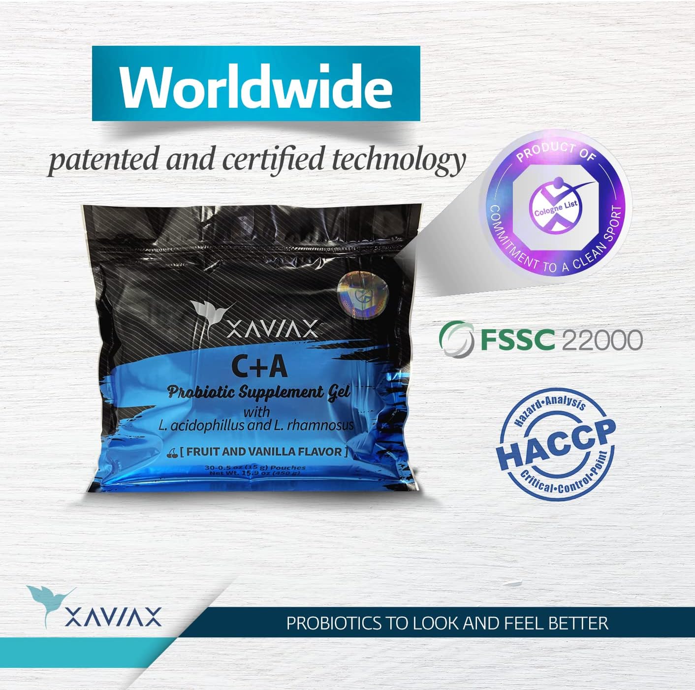 XAVIAX Probiotic Collagen Gel for Women - pH Balance Vaginal Support - 1 Million CFU - Fruits & Vanilla Flavor - Joint, Skin, Bones - 30 Sachets