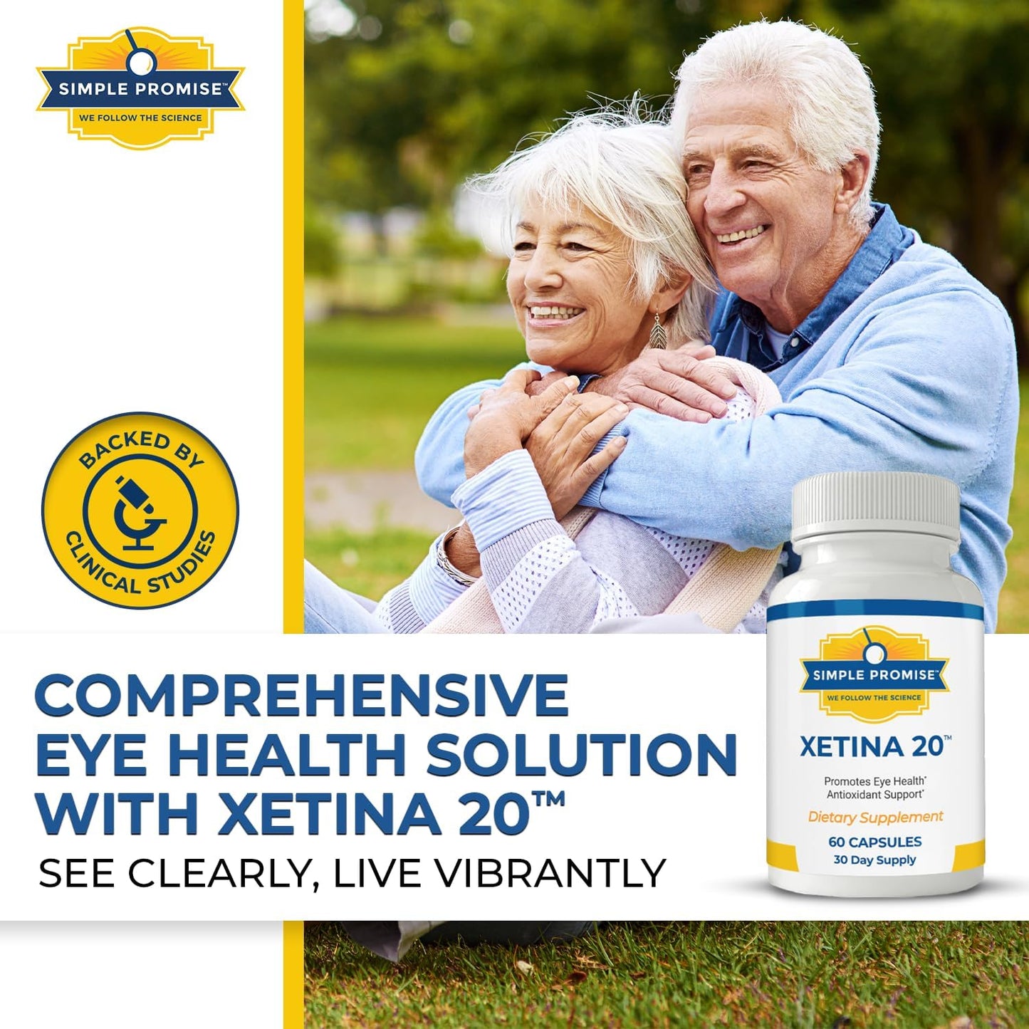 Xetina 20™ Lutein and Zeaxanthin Supplements - Eye Health Support with Vitamins E, Eyebright, Zinc - 60 Capsules