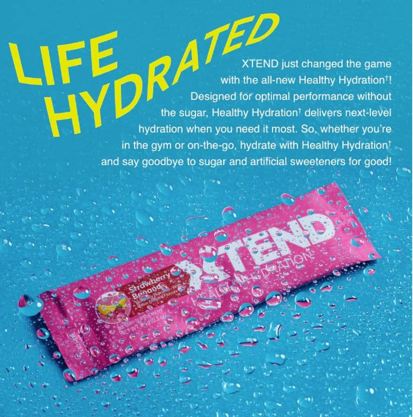 Xtend Healthy Hydration Lemon Lime Powder Packets - Zero Sugar Electrolyte Drink Mix with Amino Acids - NSF Certified Sport Hydration - 15 Sticks