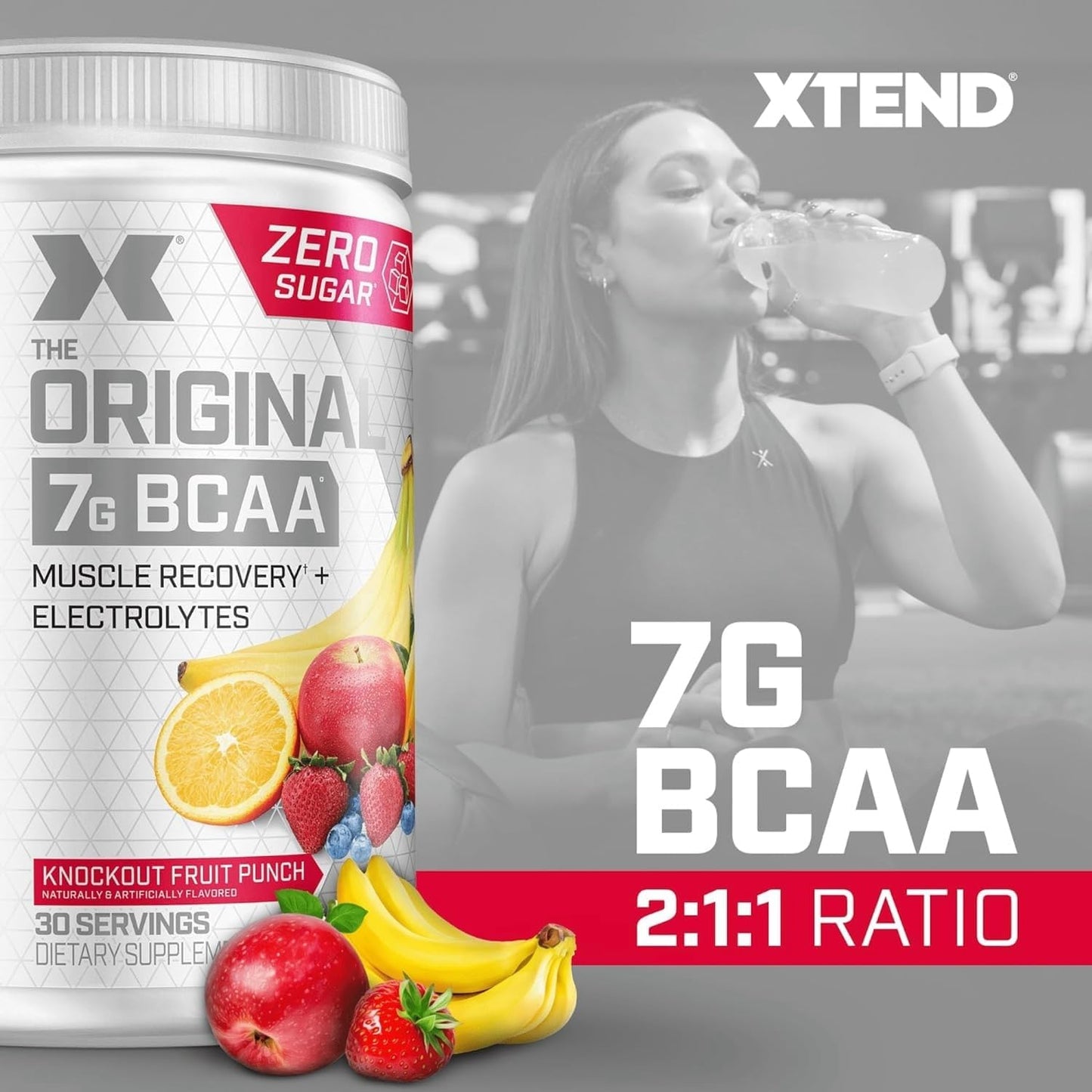 Xtend Original BCAA Powder - Sugar Free Post Workout Drink for Muscle Recovery - 7g BCAA, 2.5g L-Glutamine - 30 Servings