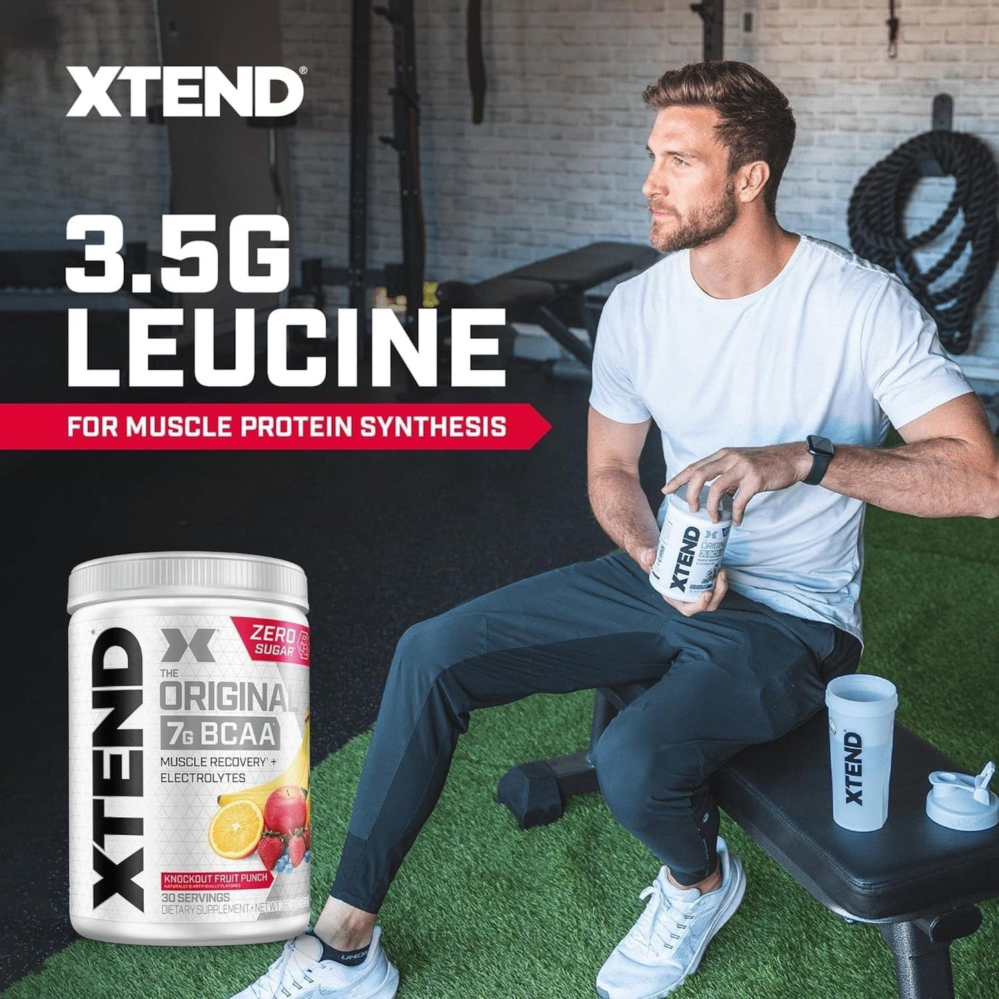 Xtend Original BCAA Powder - Sugar Free Post Workout Drink for Muscle Recovery - 7g BCAA, 2.5g L-Glutamine - 30 Servings