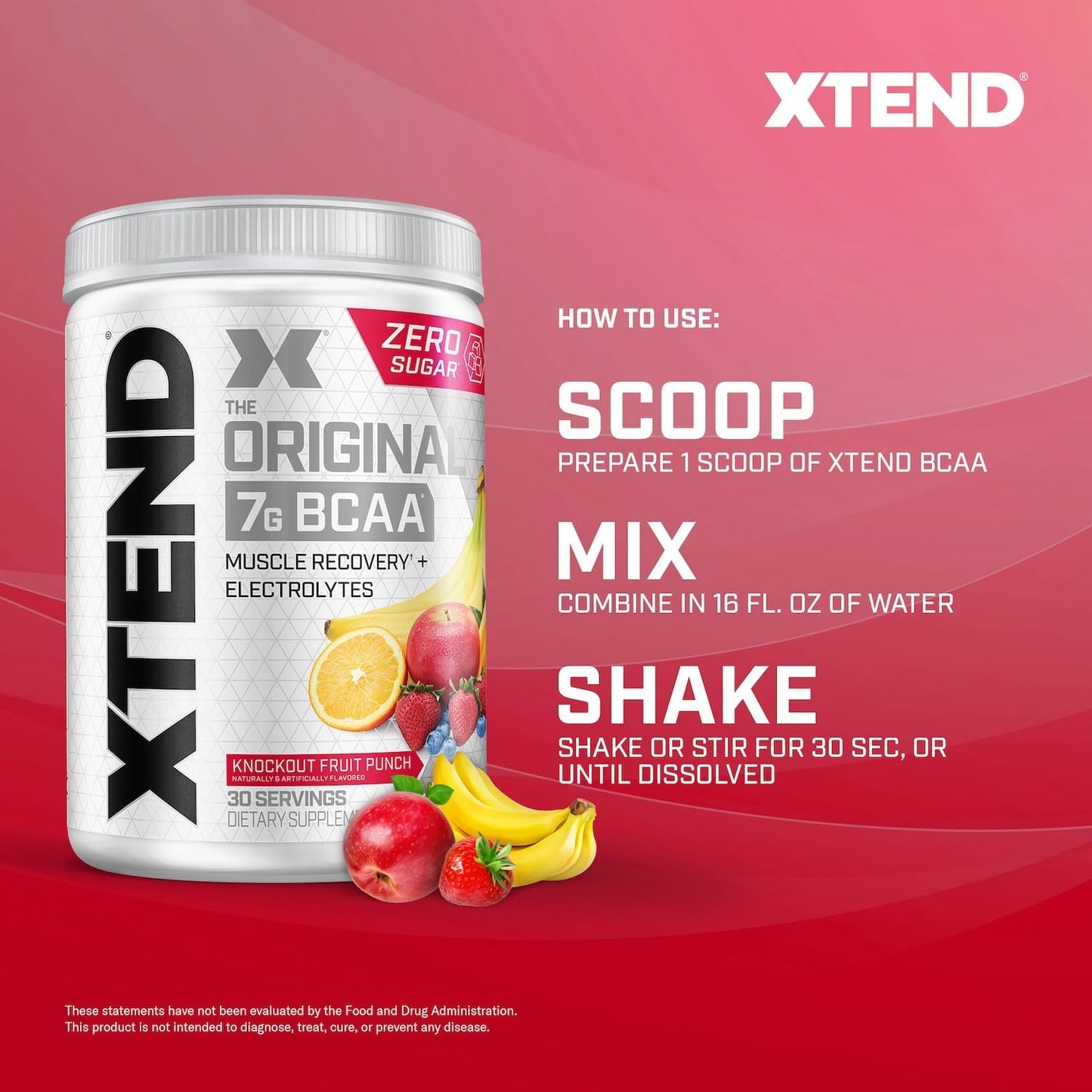 Xtend Original BCAA Powder - Sugar Free Post Workout Drink for Muscle Recovery - 7g BCAA, 2.5g L-Glutamine - 30 Servings
