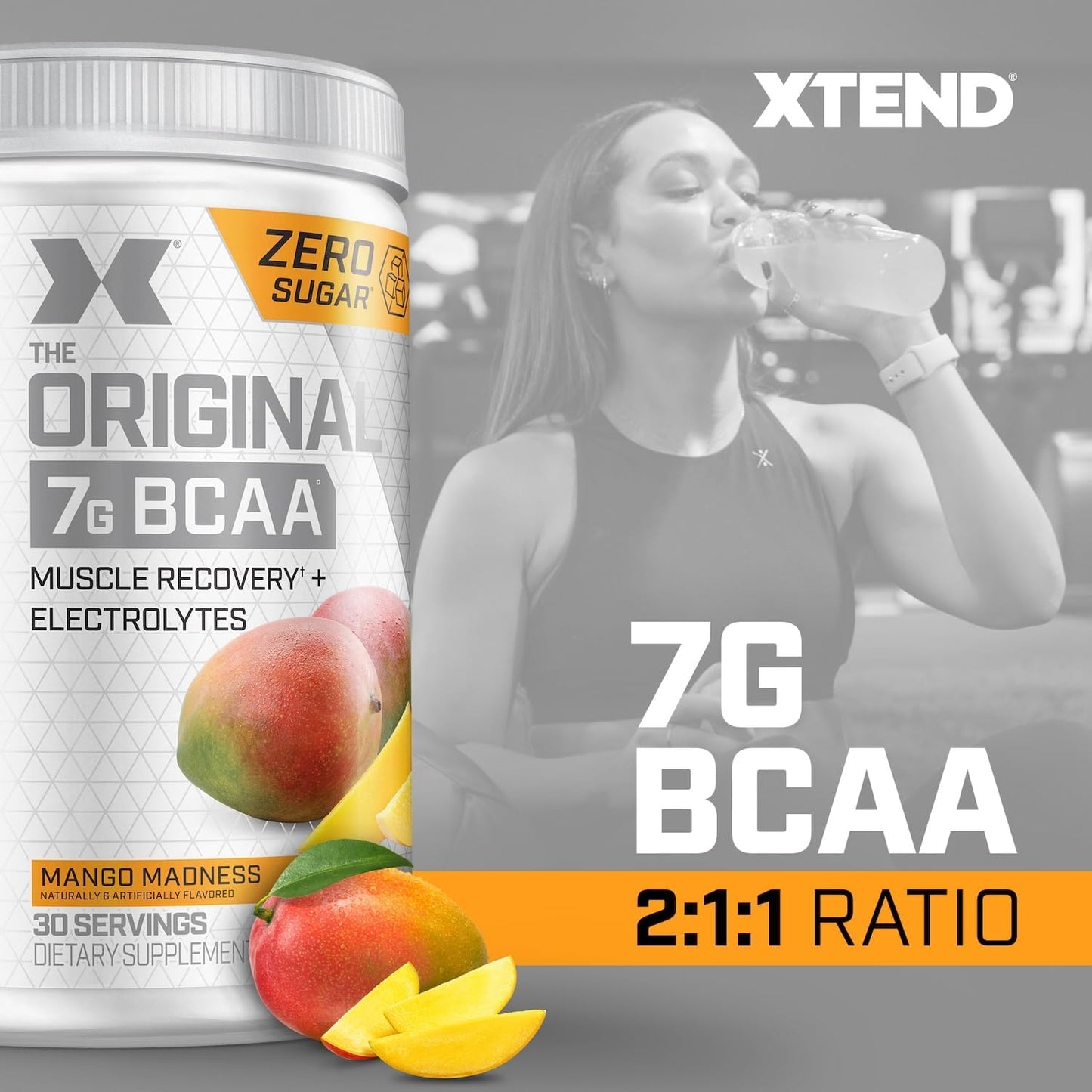 Xtend Original BCAA Powder: 7g BCAA, 2.5g L-Glutamine, Sugar-Free Post-Workout Drink for Muscle Recovery - 30 Servings