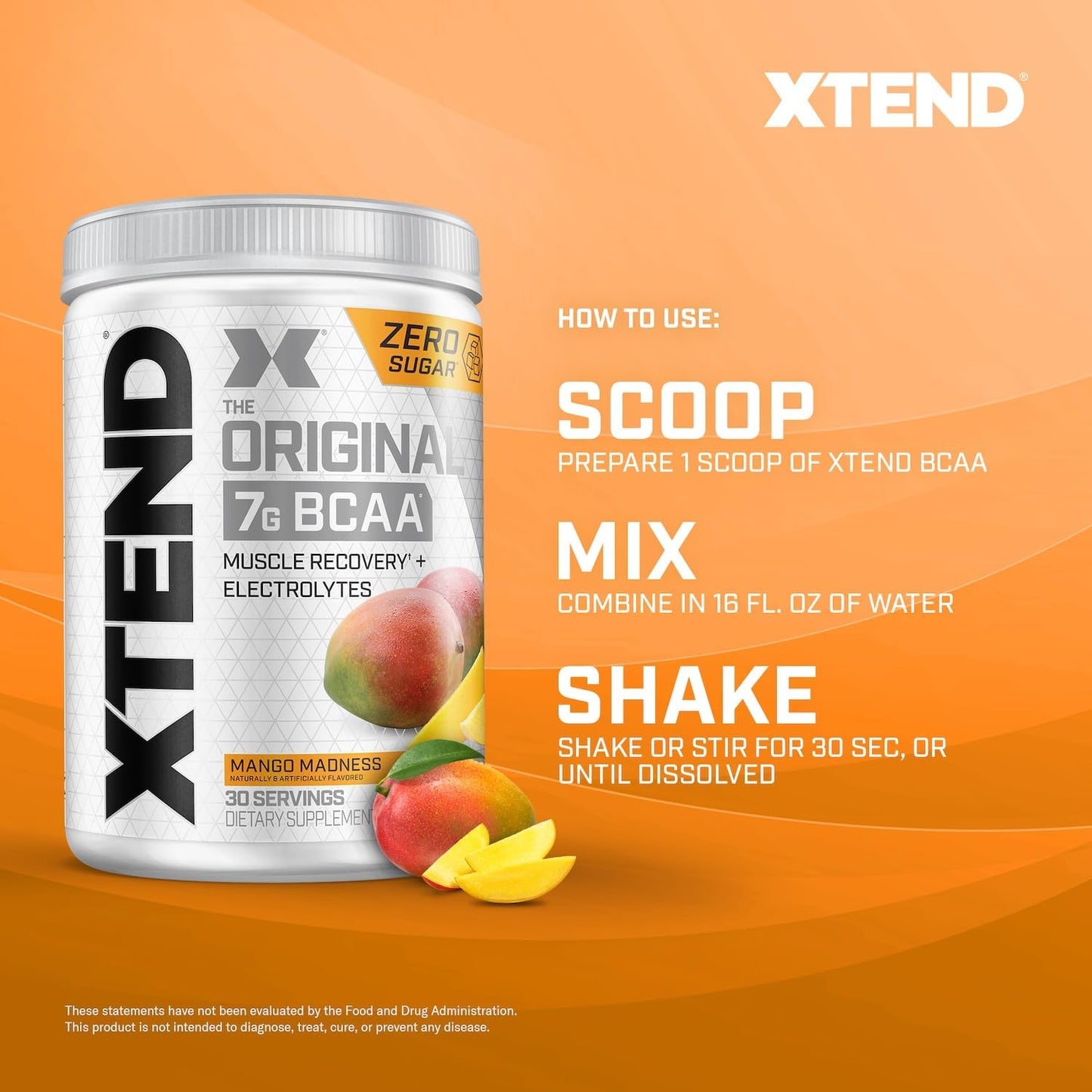 Xtend Original BCAA Powder: 7g BCAA, 2.5g L-Glutamine, Sugar-Free Post-Workout Drink for Muscle Recovery - 30 Servings