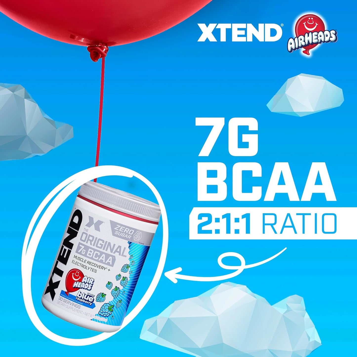 Xtend Original BCAA Powder Airheads Candy Flavor - Sugar Free Post Workout Drink - Muscle Recovery with Amino Acids for Men & Women - 30 Servings