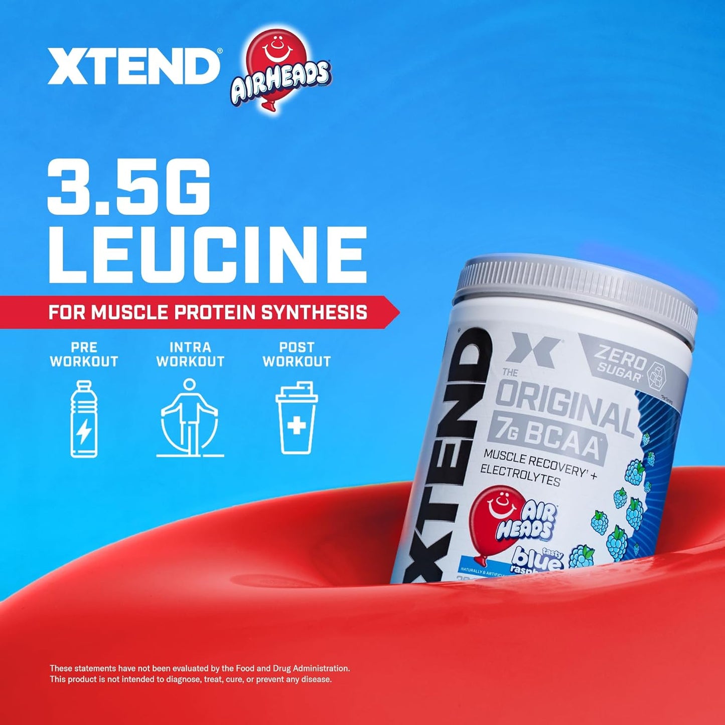 Xtend Original BCAA Powder Airheads Candy Flavor - Sugar Free Post Workout Drink - Muscle Recovery with Amino Acids for Men & Women - 30 Servings