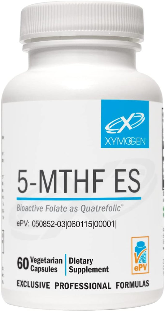 XYMOGEN 5-MTHF ES - High Potency Bioactive Folate Supplement with Quatrefolic - Supports Mood, Cardiovascular Health, and Methylation - L Methylfolate - 60 Capsules - BoostGo Australia