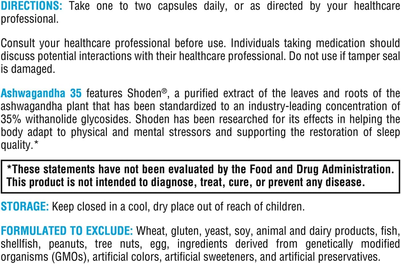 XYMOGEN Ashwagandha 35 - High-Potency Ashwagandha Extract for Stress Relief and Sleep Support - 60 Capsules