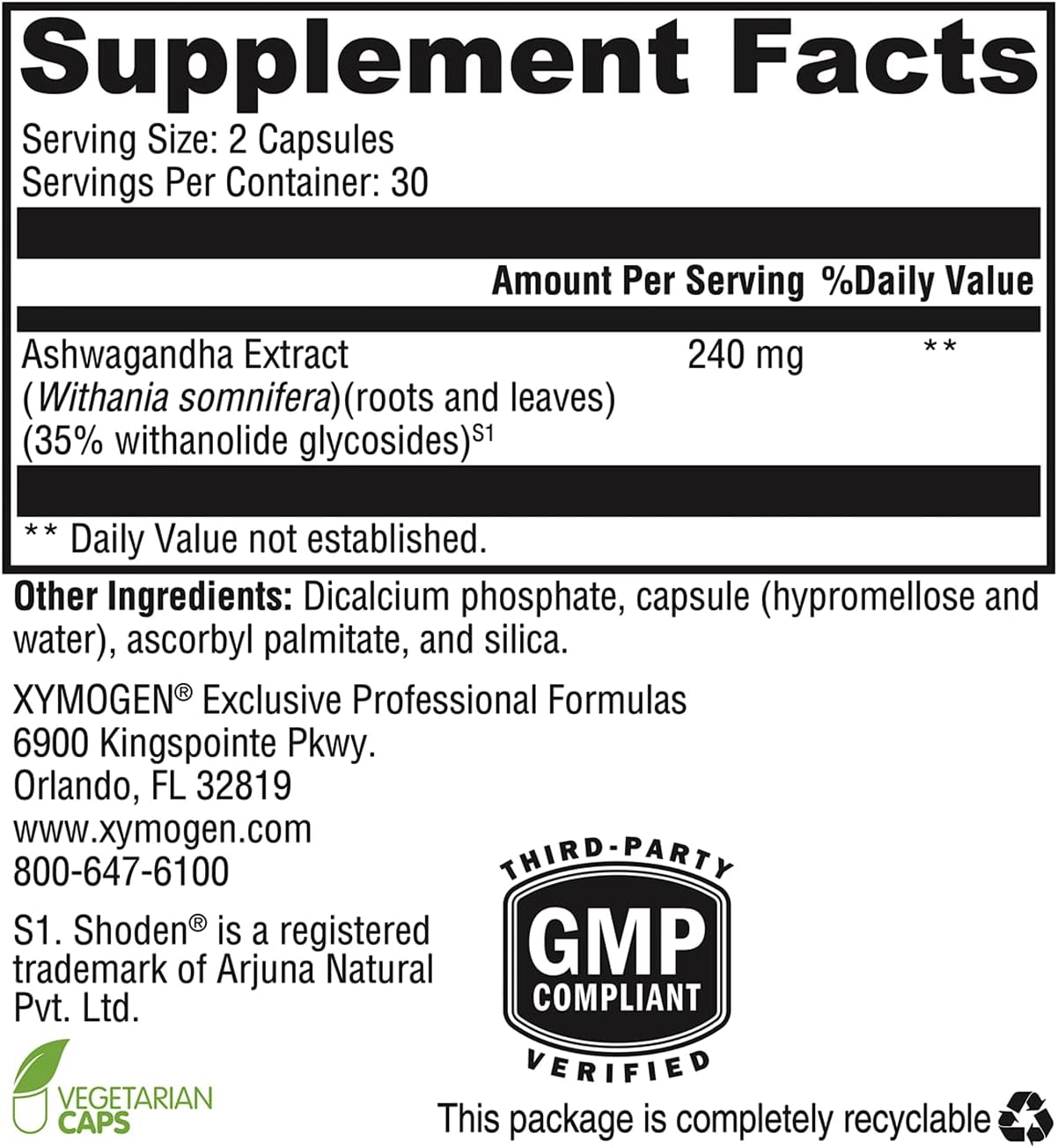 XYMOGEN Ashwagandha 35 - High-Potency Ashwagandha Extract for Stress Relief and Sleep Support - 60 Capsules