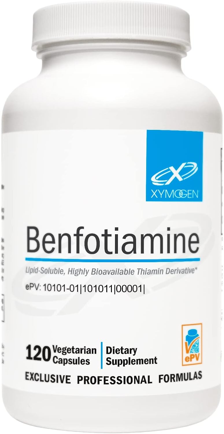 XYMOGEN Benfotiamine 300mg Capsules - Bioavailable Thiamine B1 Supplement for Metabolic, Nerve, Vascular Health