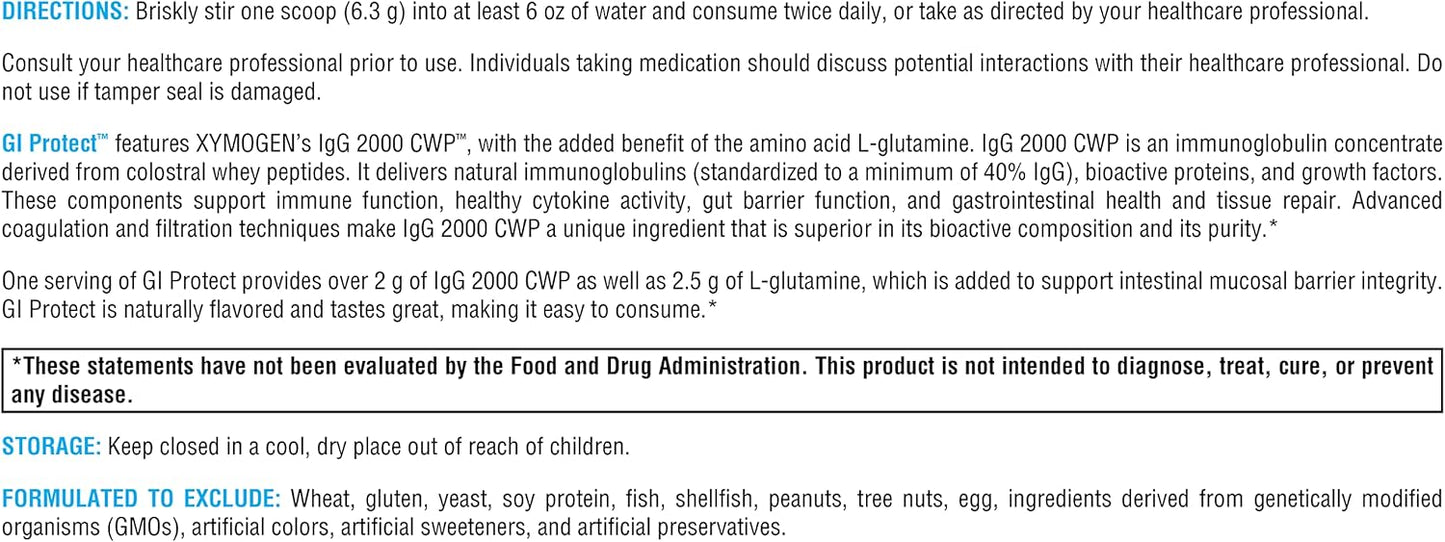 XYMOGEN GI Protect Powder - Immune Support for GI Health, Cytokine Balance, and Tissue Repair - L-Glutamine Supplement - Cherry Flavor - 6.67 oz