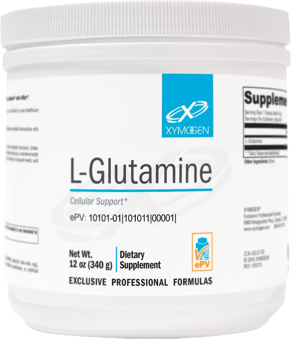 XYMOGEN L-Glutamine Powder Supplement - Boosts Cellular, Immune, and Gut Health - Enhances Muscle Mass with 4000mg L-Glutamine (12 oz / 85 Servings)