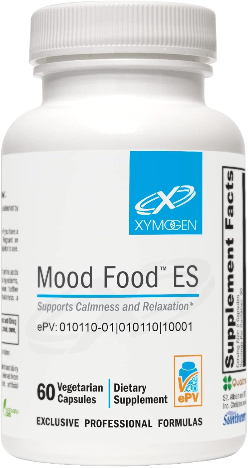 XYMOGEN Mood Food ES - Natural Supplement for Relaxation, Calmness, and Mood Balance - 60 Capsules