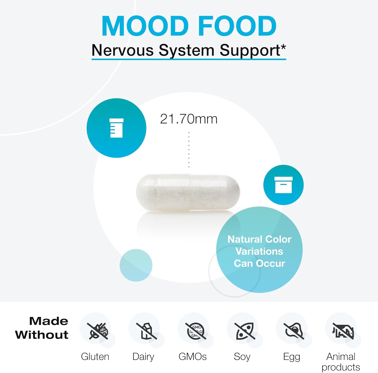 XYMOGEN Mood Food Supplement for Nervous System Support - Folate, B12, B6, Magnesium, 5-HTP, GABA - Vegan & Non-GMO - 60 Capsules