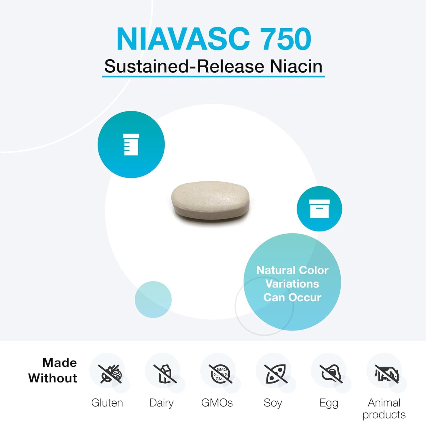 XYMOGEN NiaVasc 750 - Sustained-Release Niacin Tablets for Healthy Blood Lipids - 60 Time-Release Pills to Reduce Flushing
