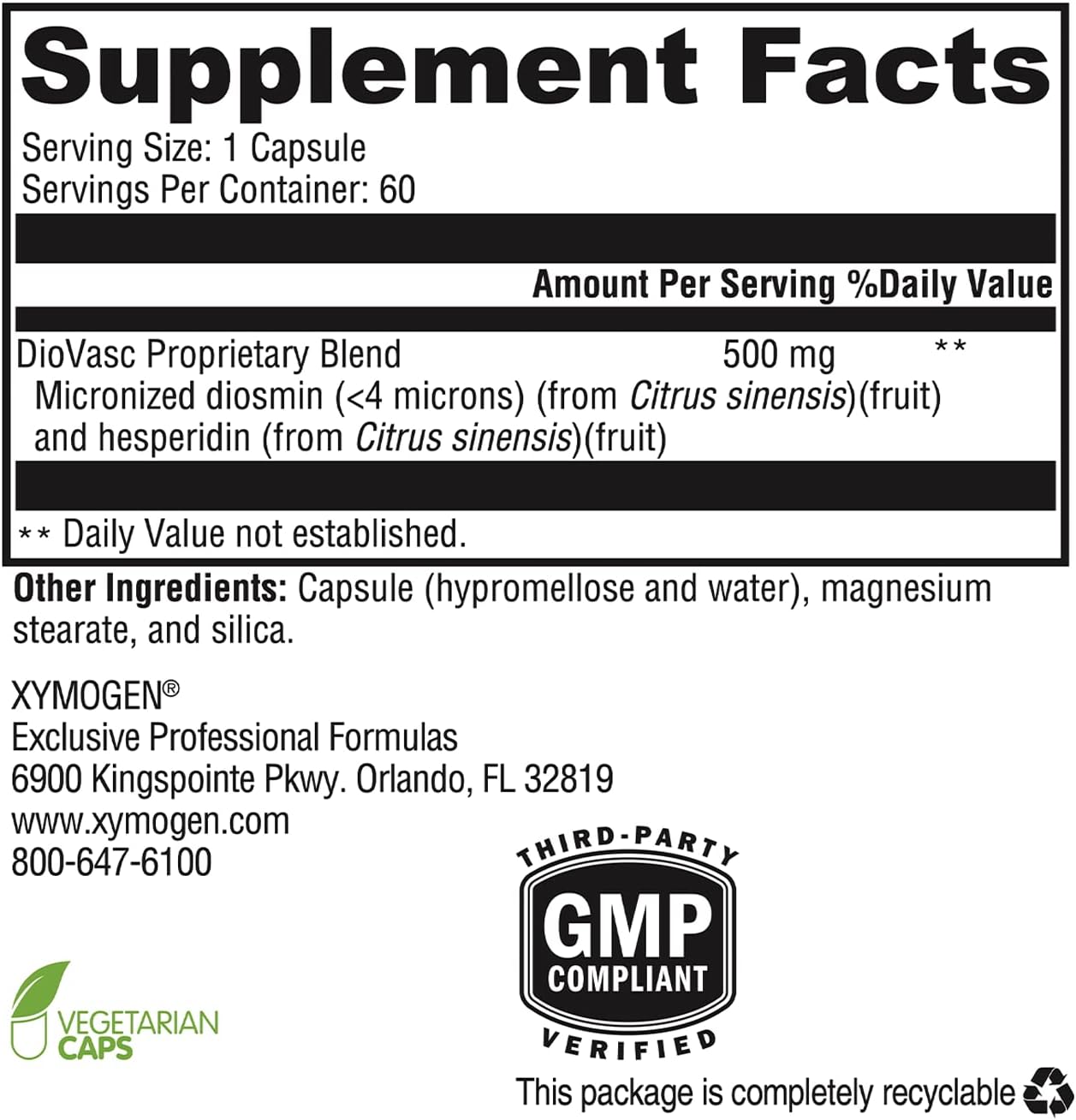 XYMOGEN NiaVasc 750 Sustained Release Niacin & DioVasc Support Bundle for Healthy Veins & Microcirculation