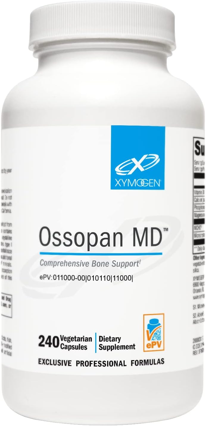 XYMOGEN Ossopan MD - Comprehensive Bone Support Formula - Calcium Supplement with Microcrystalline Hydroxyapatite, Phosphorus, Vitamin D3, and Magnesium Malate (240 Capsules)