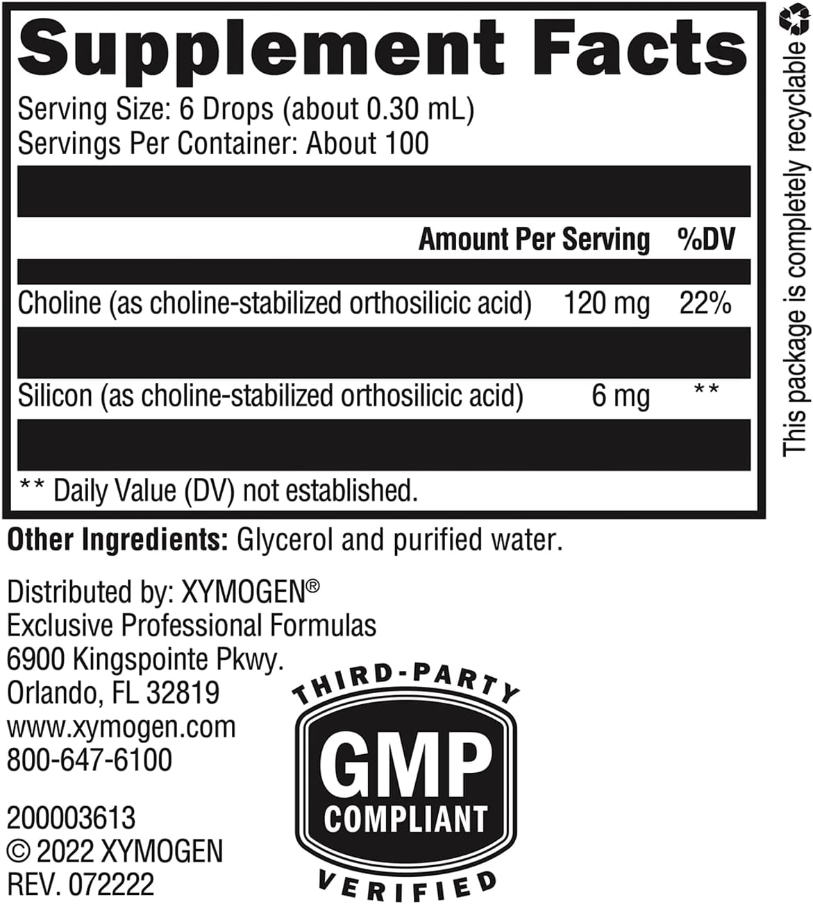 XYMOGEN RegeneMax Liquid: Advanced Collagen Booster with Choline-Stabilized Orthosilicic Acid for Bone Health, Anti-Aging, Hair, and Nails - 1 fl oz