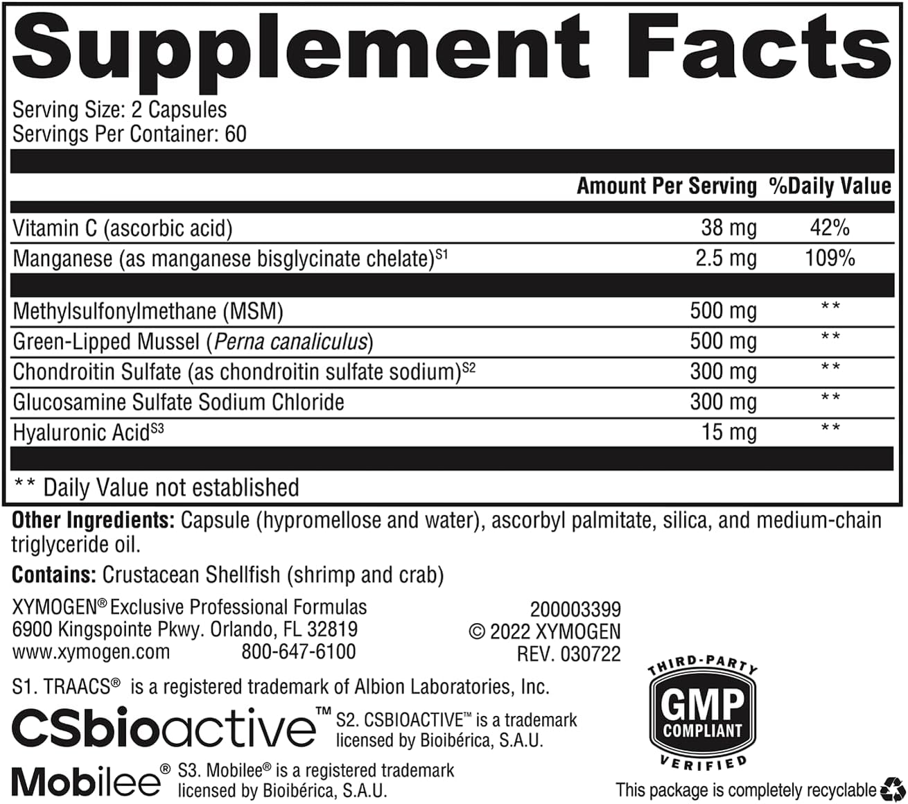 XYMOGEN SynovX DJD - Joint Health Support Supplement with MSM, Green-Lipped Mussel, Chondroitin, Glucosamine, Hyaluronic Acid - 120 Capsules - BoostGo Australia